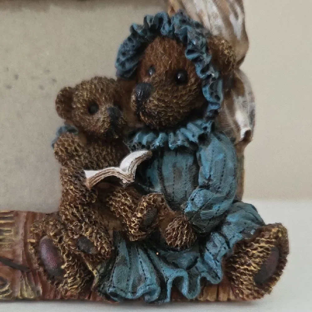 Charming Brown and Blue Bear Family Photo Frame